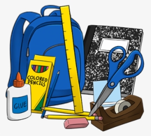  Blue backpack with school supplies